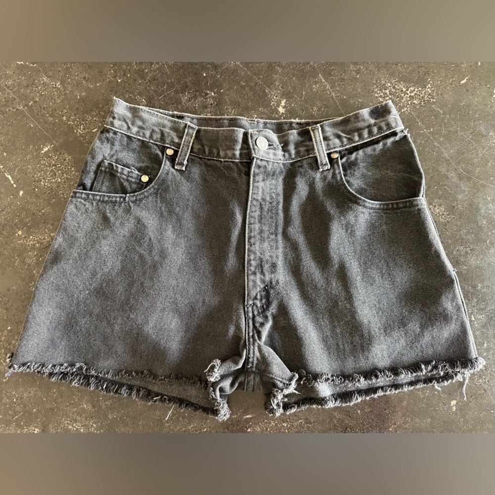 Vintage Levi’s Orange Tag Distressed Black Faded High Rise Shorts.